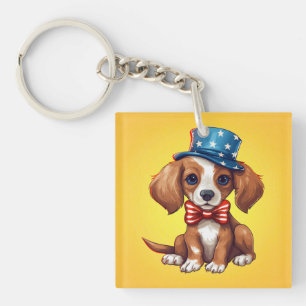 Porte-clés 4 juillet mignon Chien-71009