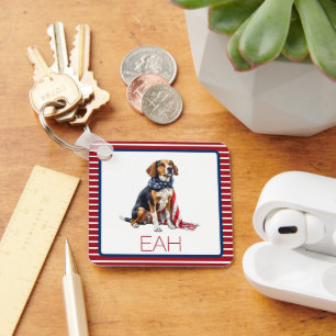Porte-clés 4 juillet Monogramme de chien de chien de chien de