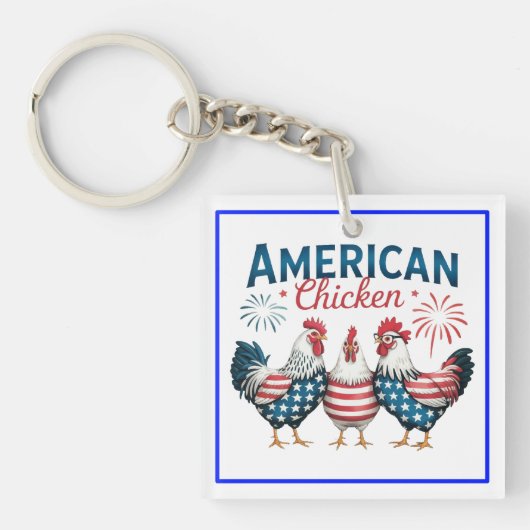 Porte-clés 4 juillet Patriotique American Chicken-62987 (Devant)