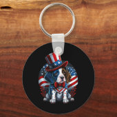 Porte-clés 4 juillet Patriotique Anglais Pointer Drapeau Nous (Recto)