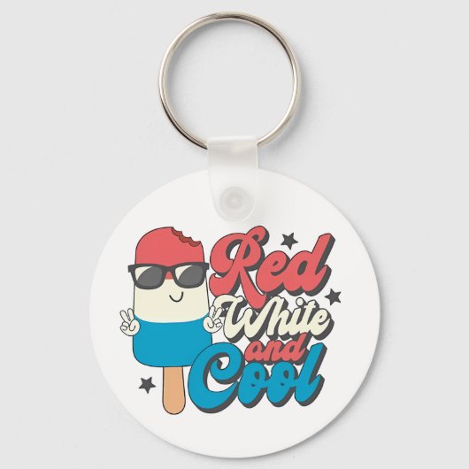 Porte-clés 4 juillet Popsicles Rouge Blanc Et Cool (Recto)