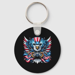 Porte-clés 4 juillet Vidéo Jeu Bald Eagle drapeau américain B