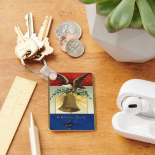 Porte-clés 4 juillet vintage avec un aigle et la cloche de la