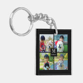 Porte-clés 4 Photo Collage Customisé avec Monogramme (Devant gauche)
