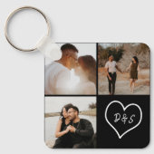 Porte-clés 4 Photo personnalisée Collage initial Coeur person (Recto)