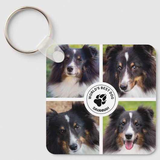 Porte-clés 4 Photos personnalisées pour animaux de compagnie  (Recto)