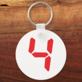 Porte-clés 4 quatre réveil rouge numéro numérique (Recto)