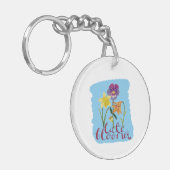 Porte-clés 4 Spring and Summer Flowers with Fancy Text (Devant gauche)