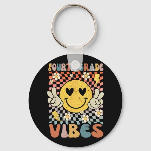 Porte-clés 4e année Vibes 4e année Retro Enseignant 1er jour (Recto)