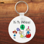 Porte-clés 4e Stick Kids Party Anniversaire Tshirts et cadeau (Recto)