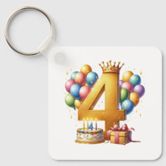 Porte-clés 4ème anniversaire doré