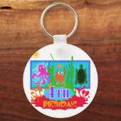 Porte-clés 4ème Aventure sous-marine Tshirts d'anniversaire (Recto)