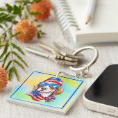 Porte-clés 4th Of July Dog Sublimation-66361 (Devant Droit)