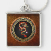 Porte-clés [500] Dragon chinois d'or Fucanglong (Devant)