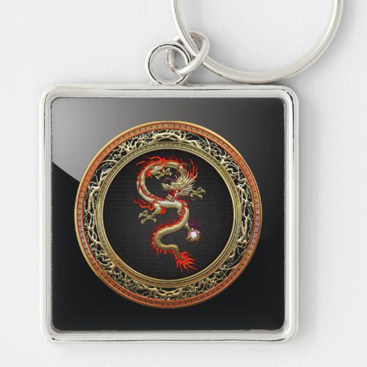 Porte-clés [500] Dragon chinois d'or Fucanglong (Devant)