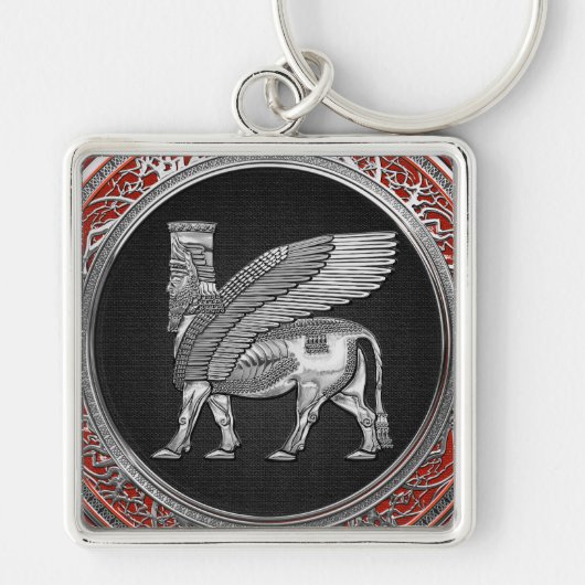 Porte-clés [500] Taureau ailé assyrien - Lamassu argenté (Devant)