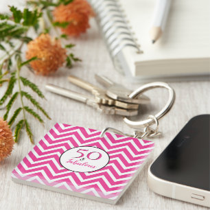Porte-clés 50 ans et fabuleux 50e anniversaire motif chevron