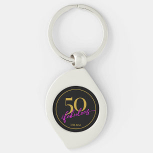 Porte-clés 50 et fabuleux 50e cadeau d'anniversaire Black and