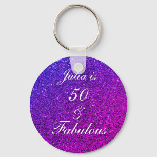 Porte-clés 50 Et Fabuleux Anniversaire Rose violet Parties sc