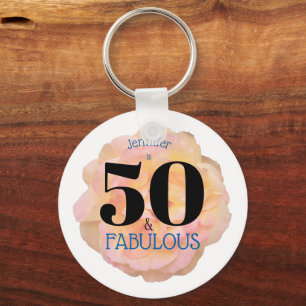 Porte-clés 50 et fabuleux fête d'anniversaire Pale Peach Rose