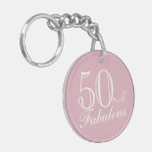 Porte-clés 50 et fabuleux Pink élégant Script 50e anniversair (Devant gauche)