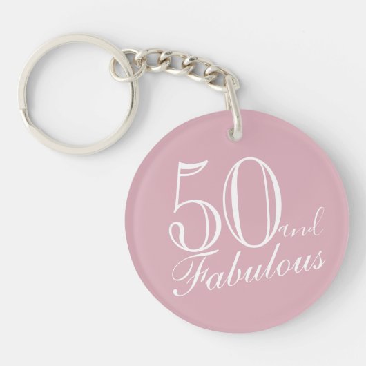 Porte-clés 50 et fabuleux Pink élégant Script 50e anniversair (Devant)