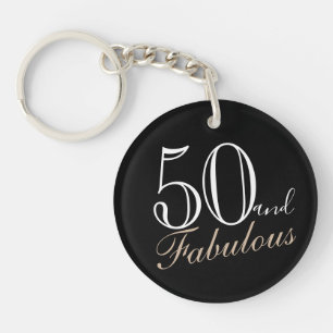 Porte-clés 50 et fabuleux script élégant noir 50e anniversa