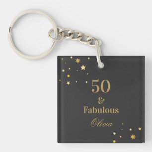 Porte-clés 50 et Fabulous Black Golden fête d'anniversaire