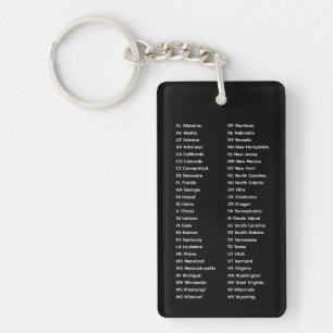 Porte-clés 50 États Ordre Alphabétique Noir