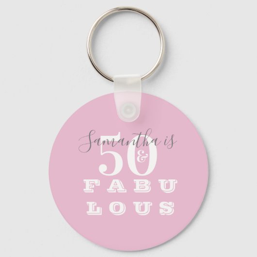 Porte-clés 50e anniversaire 50 fabuleux rose gris (Recto)