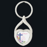 Porte-clés 50e anniversaire de la vie religieuse Porte - clé<br><div class="desc">Fleurs orange, lilas, rose et bleu avec des feuilles verts à côté d'une grande croix bleue, toutes blanches. Un très beau cadeau, souvenir, cadeau ou fête conçu pour féliciter une bonne soeur pour son 50e anniversaire de vie religieuse. Faites-lui savoir que vous lui souhaitez le meilleur et que son bon...</div>