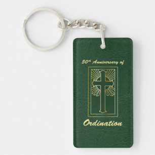 Porte-clés 50e anniversaire de l'ordination Regarder en cuir