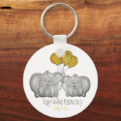 Porte-clés 50e anniversaire de mariage d'or éléphant (Recto)