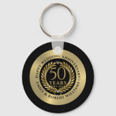 Porte-clés 50e anniversaire de mariage Gold laurel wreath Din (Recto)