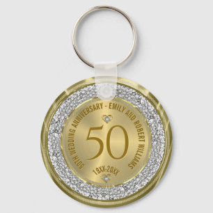 Porte-clés 50e anniversaire du Mariage Diamants blancs d'or