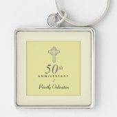 Porte-clés 50e anniversaire du prêtre avec croix bossée (Devant)
