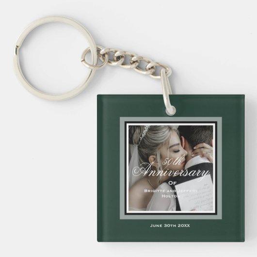 Porte-clés 50e anniversaire Emerald green personnalisable (Devant)