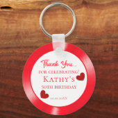 Porte-clés 50e anniversaire Merci Coeurs rouges (Recto)