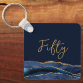 Porte-clés 50e anniversaire Merci d'or bleu métal (Recto)