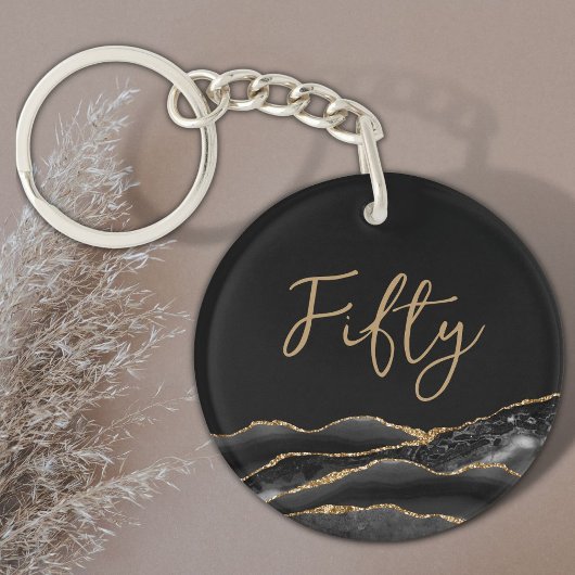 Porte-clés 50e anniversaire Merci d'or noir pour venir