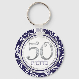 Porte-clés 50e anniversaire Porte - clé-Marine Bleu & Argent