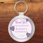 Porte-clés 50e fête d'anniversaire Favour violet et argent (Recto)