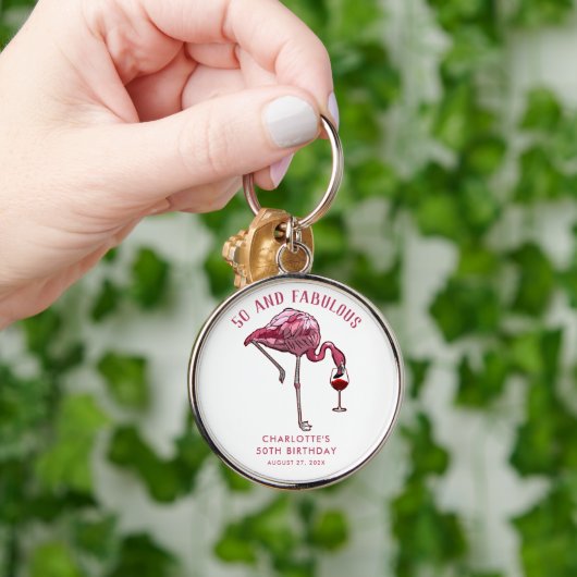 Porte-clés 50th Birthday Pink Flamingo Novelty Swag (Main)