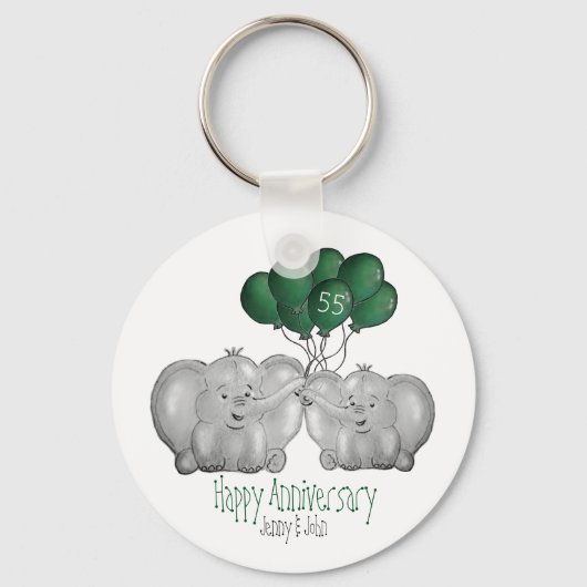 Porte-clés 55e anniversaire du mariage d'éléphants (Recto)