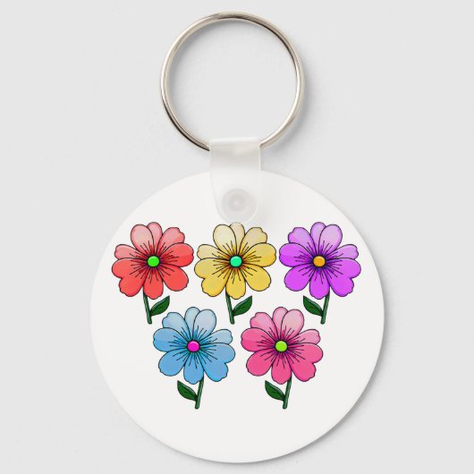 Porte-clés 5 Fleurs de couleur (Recto)