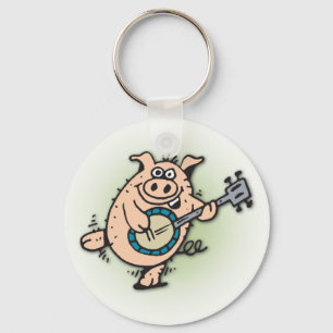 Porte-clés 5 minutes Doodle cochon jouer banjo porte - clé