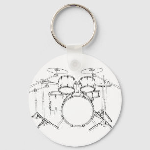 Porte-clés 5 Piece Drum Kit: Black & White Drawing: