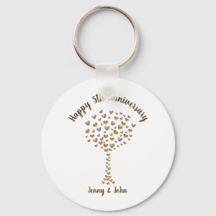 Porte-clés 5e anniversaire mariage de bois cadeau
