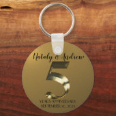 Porte-clés 5e anniversaire Mariage d'or métallique (Verso)