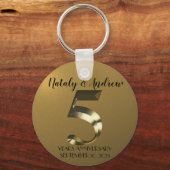 Porte-clés 5e anniversaire Mariage d'or métallique (Recto)